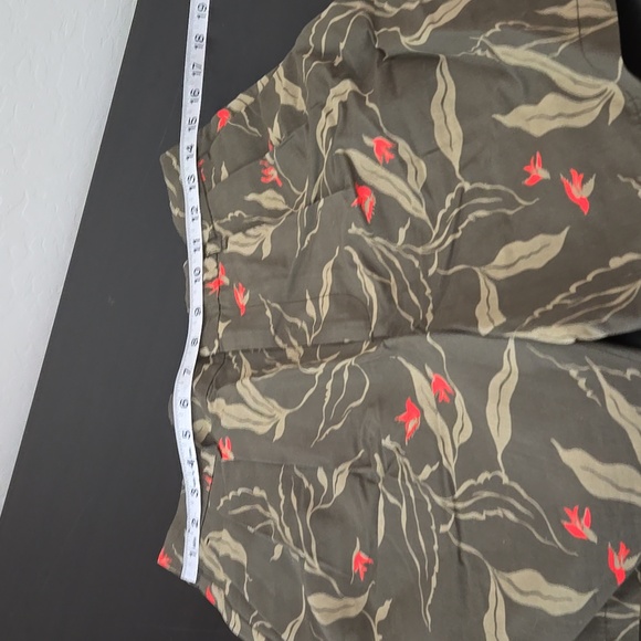 rag & bone Jackson Shorts Olive Green Bird Fauna Pleat Front Pockets Size 28 - Picture 12 of 14
